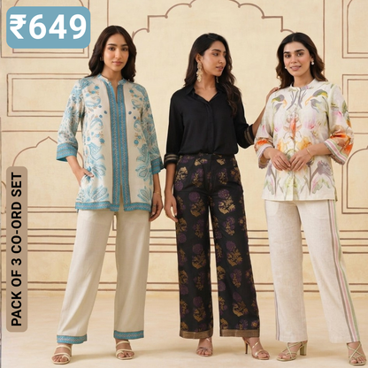 Pack of 3 Premium Designer Co-Ord Set for Women (C-6)