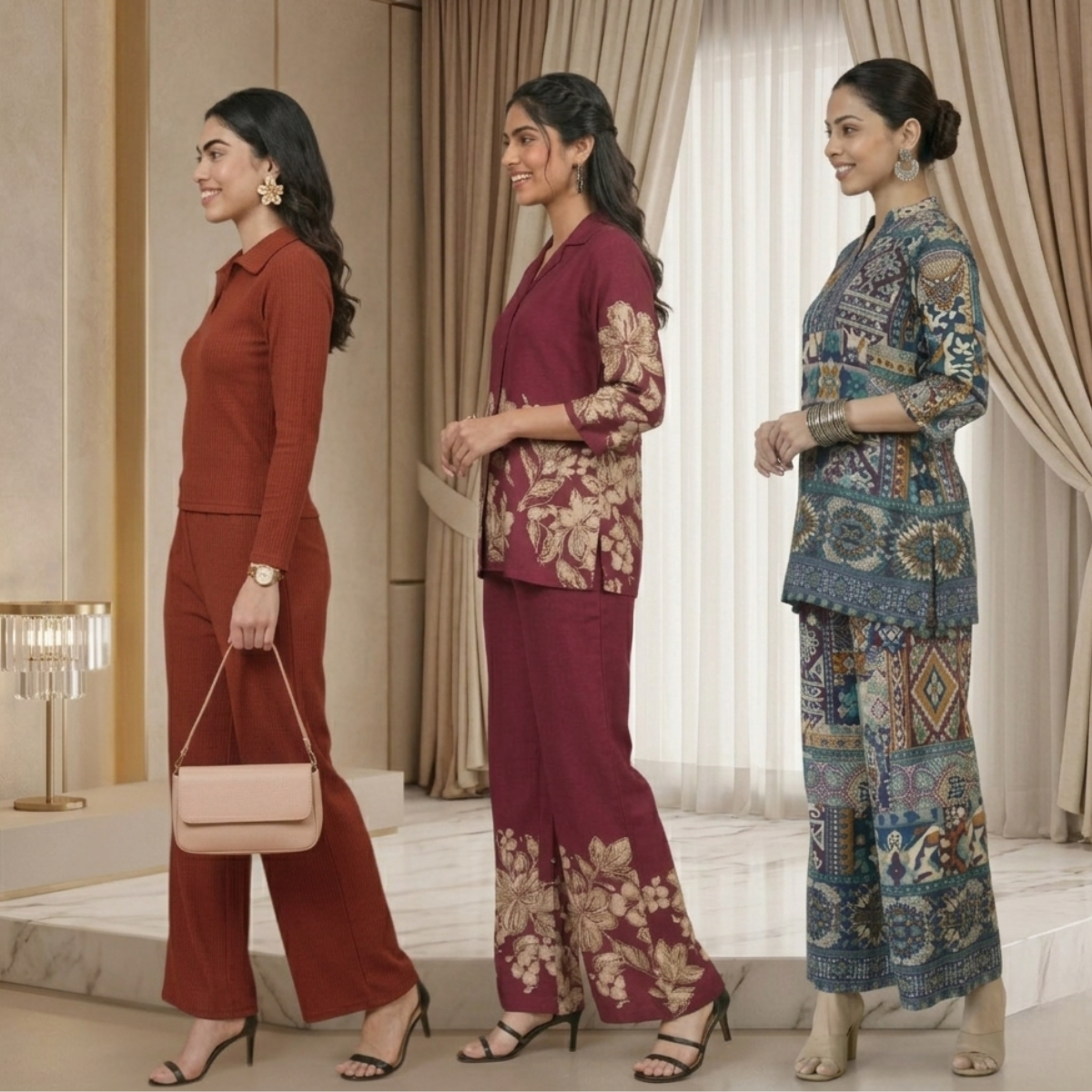 Pack of 3 Women’s Premium Printed Co-Ord Set Combo  (C-01)