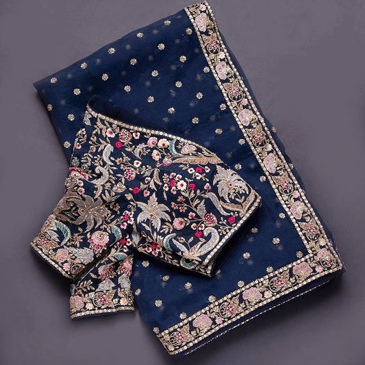 Latest Fancy Designer Saree With Blouse