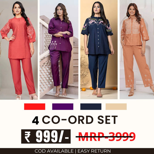 Stylish & Versatile 4 Co-ord Set Combo for Women | CO-18