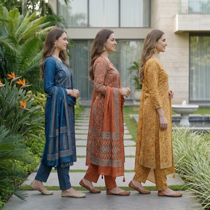 Pack of 3 Women’s Designer Kurta Sets – Ethnic Kurta Pant Dupatta Set for Women (P3K-5)
