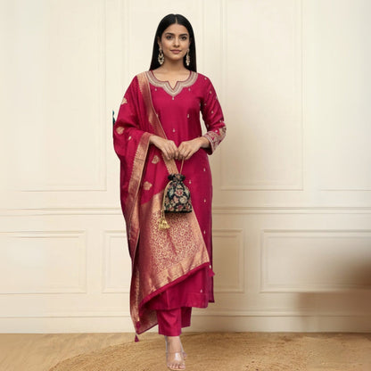 Women's Pack of 3 Pure Cotton Kurtas with Dupatta ||C-07