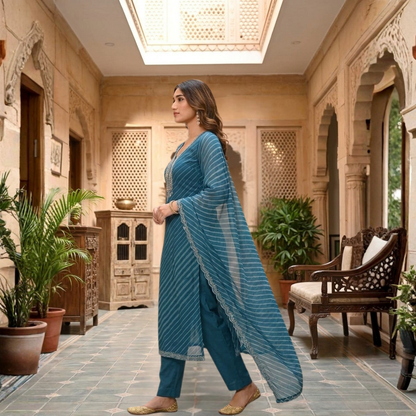 Women's Pack of 3 Pure Cotton Kurtas Pant Set & Dupatta |C-027