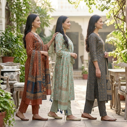 Pack of 3 Women’s Designer Kurta Sets – Ethnic Kurta Pant Dupatta Set for Women (P3K-15)