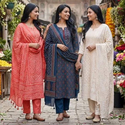 Pack of 3 Women’s Designer Kurta Sets – Ethnic Kurta Pant Dupatta Set for Women (P3K-16)