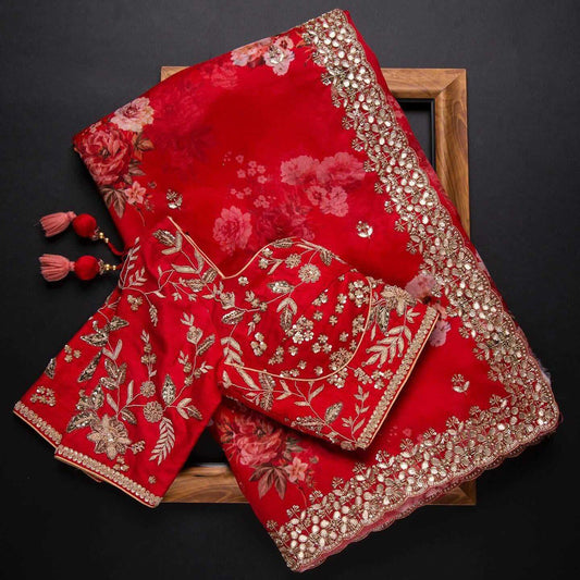 New Fancy Designer Saree With Blouse