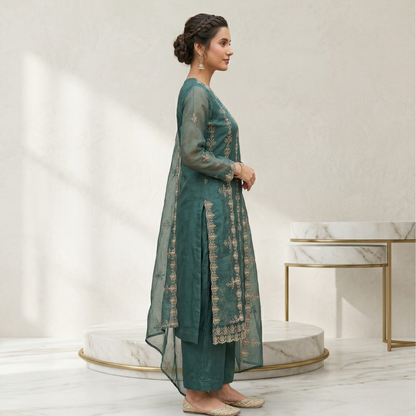 Women's Pack of 3 Pure Cotton Kurtas Pant Set & Dupatta |C-028